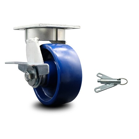 Service Caster 5 Inch Kingpinless Solid Poly Wheel Swivel Caster with Brake and Swivel Lock SCC SCC-KP30S520-SPUR-SLB-BSL